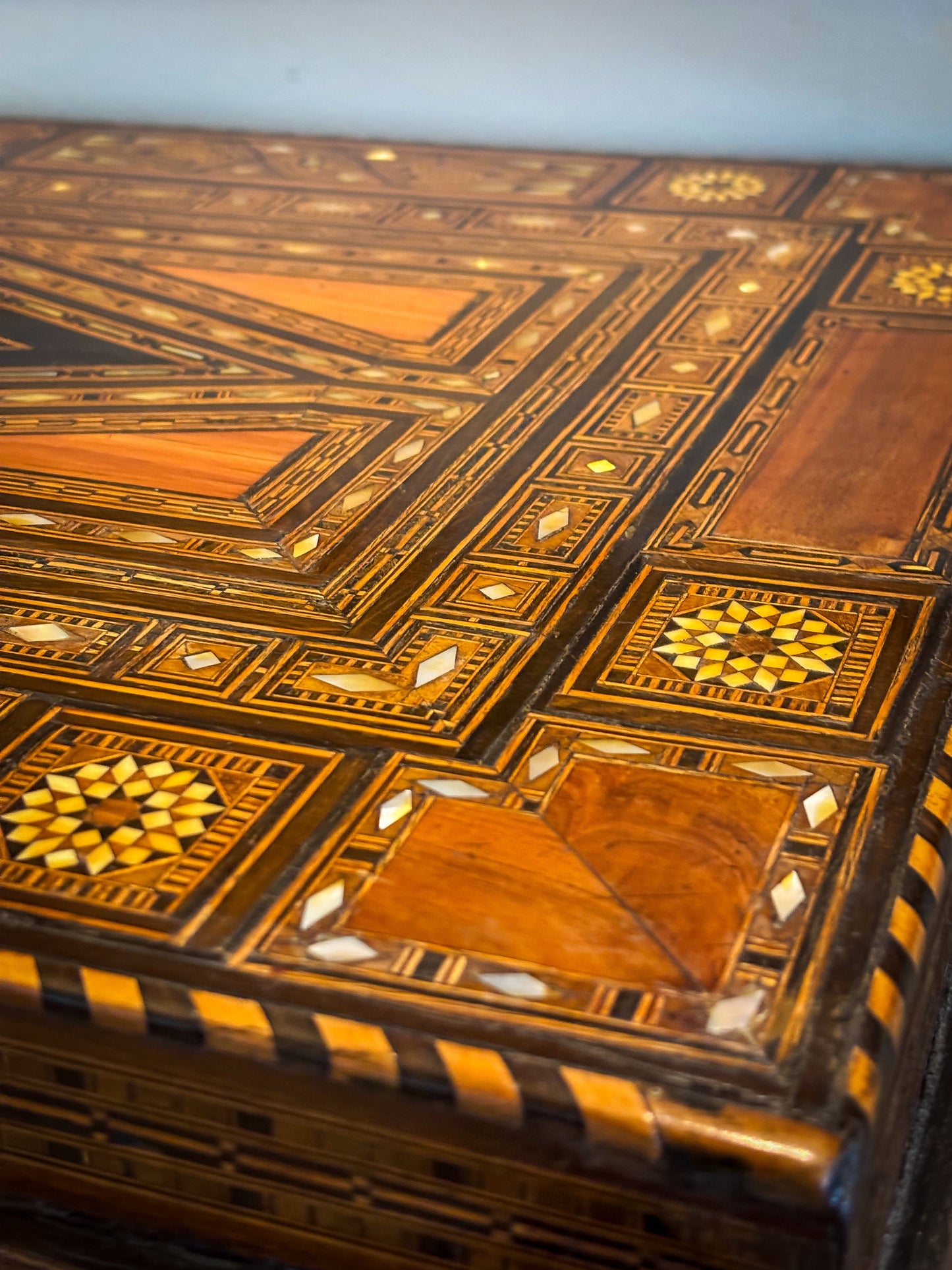 Fine Syrian Mother-of-Pearl Marquetry Games Table