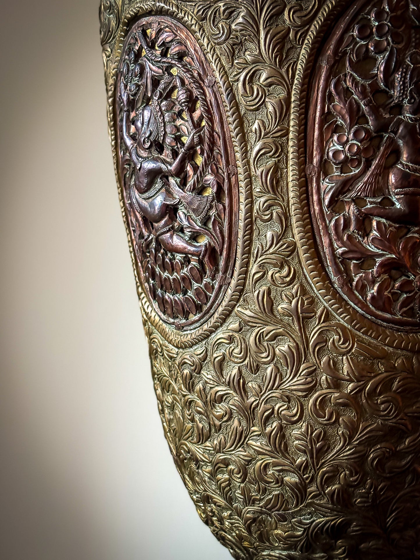 Indian repoussé brass vases