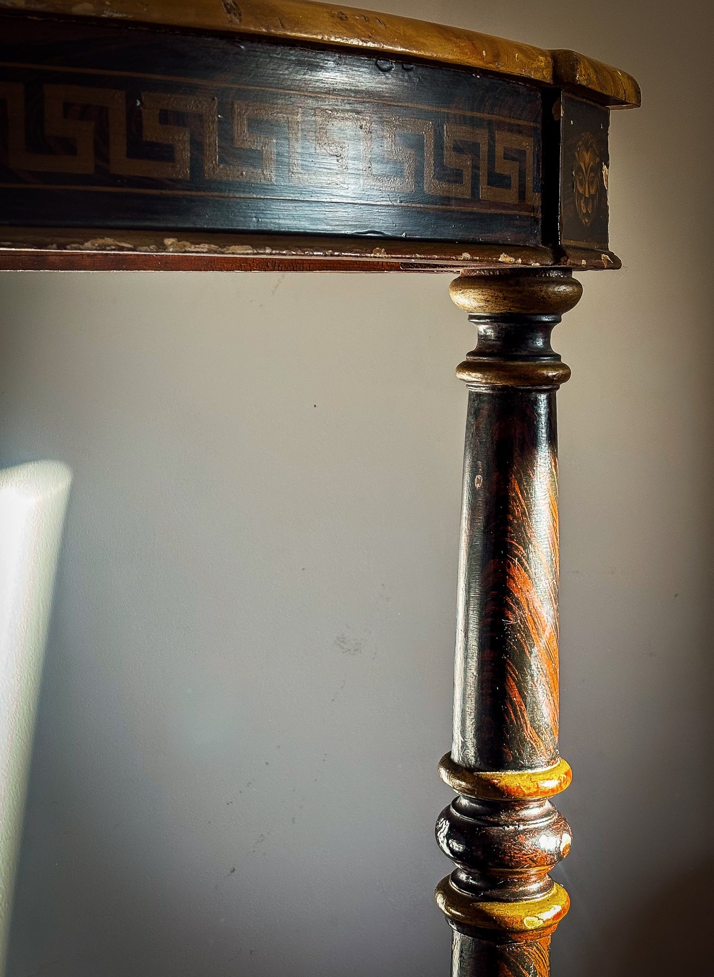 A MID-19TH CENTURY ENGLISH PAINTED CORNER TABLE