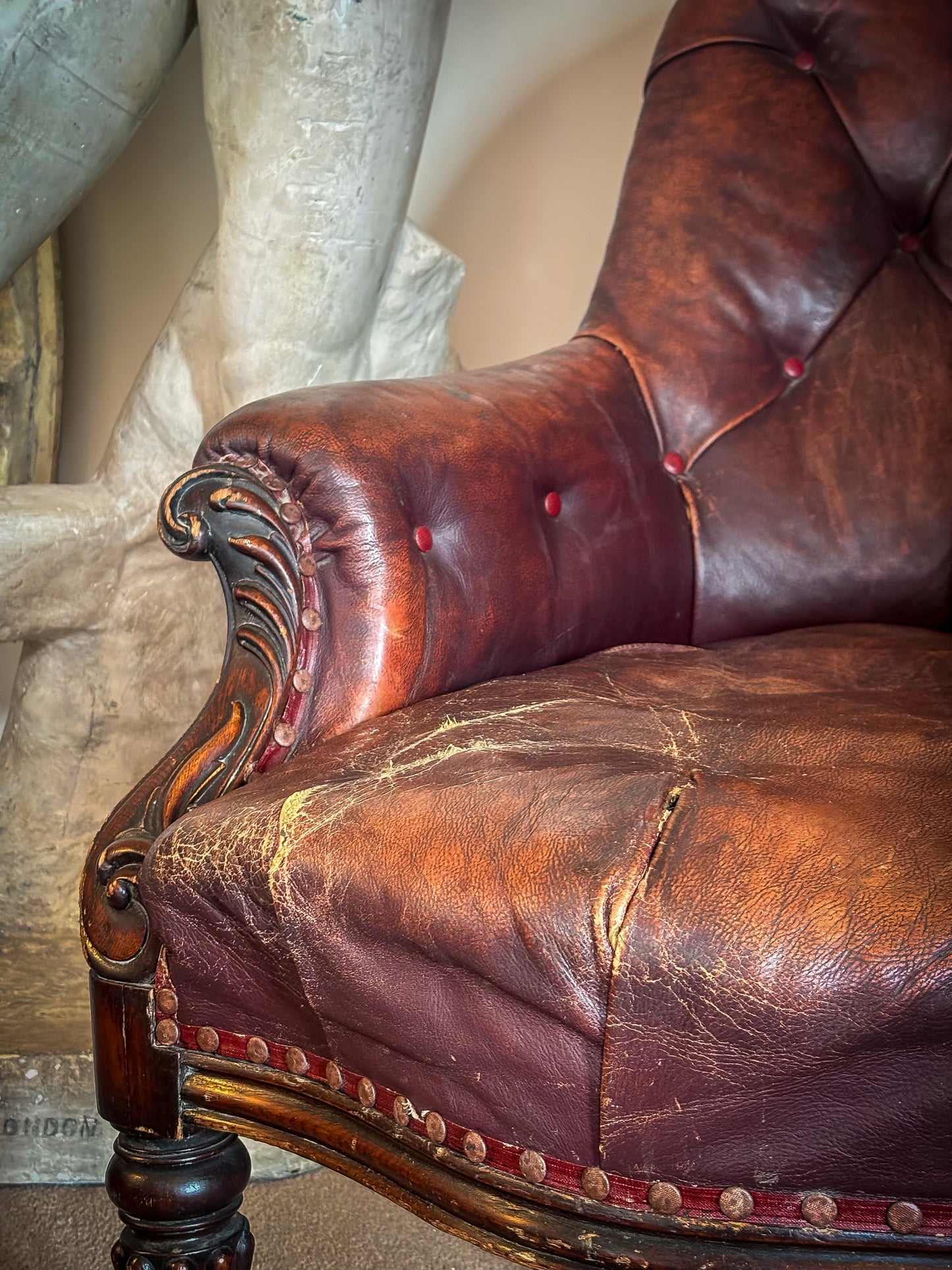 A fine William IV Period English Leather Library Armchair