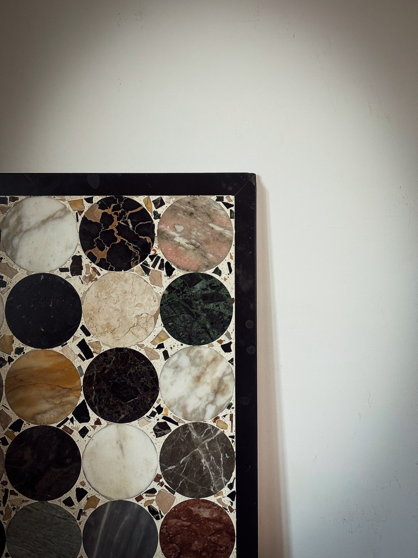 Italian specimen marble and terrazzo table top