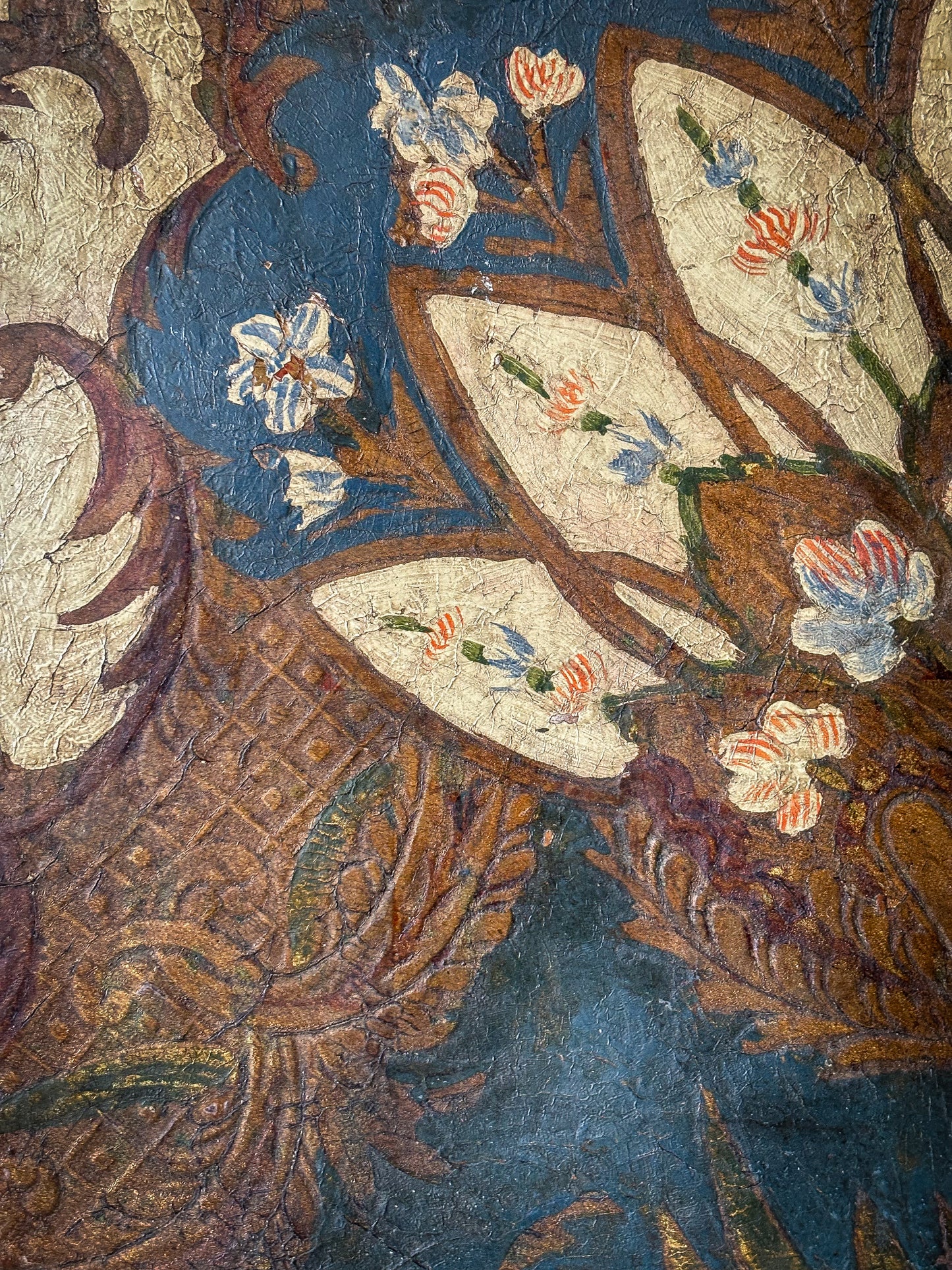 A Pair of 17th Century Baroque Gilt-Leather Wall Panels Cuir de Cordoue