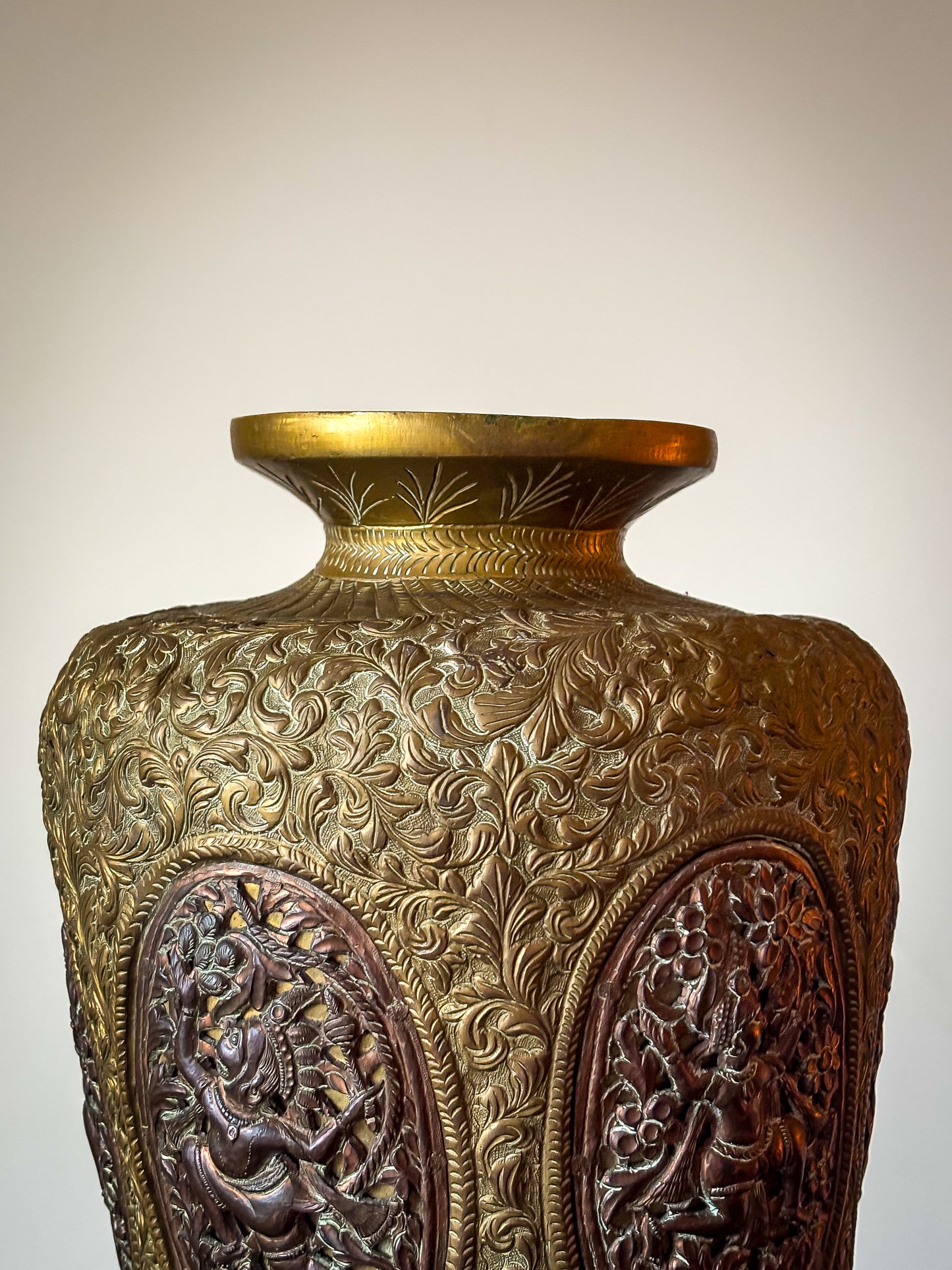 Indian repoussé brass vases